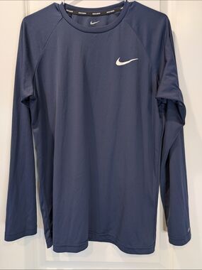 Nike Swim Dri-FIT UPF 40+ Long Sleeve Rash Guard Navy Blue Medium Unisex